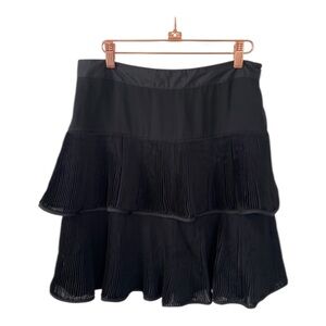 Reiss Black Tiered Accordion Pleat Crinkle Skirt 4